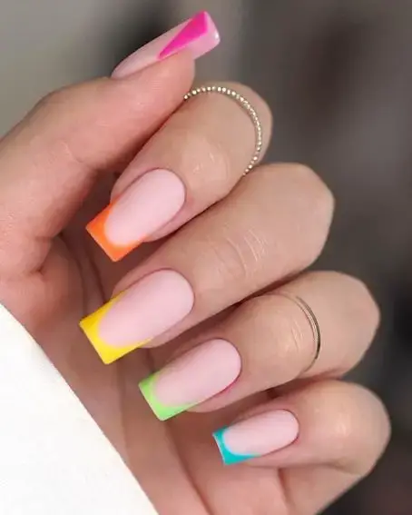 Neon French Tip Nails