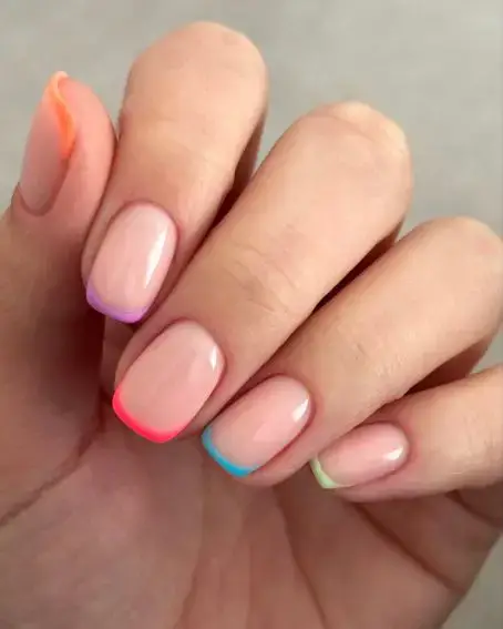 Summer French Tip Neon Nails