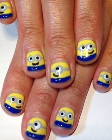 Minions Nail Art for Short Nails