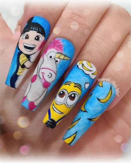 Minions Nails with Unicorns