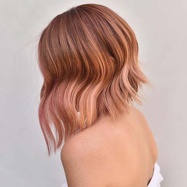 Rose Gold Balayage Bob Hairstyle 