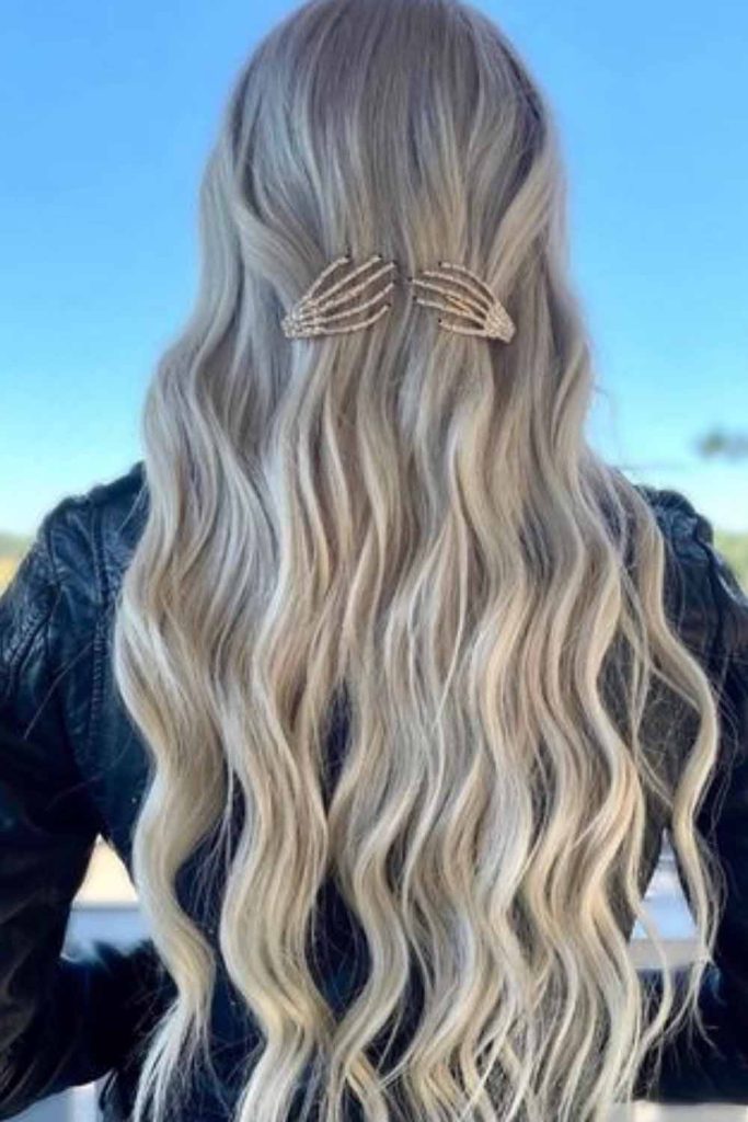 Long Wavy Blonde Hair With Skeleton's Touch