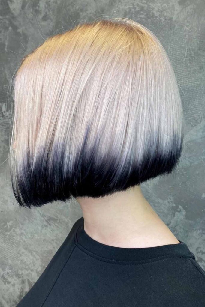 Icy Blonde Bob With Black Edges