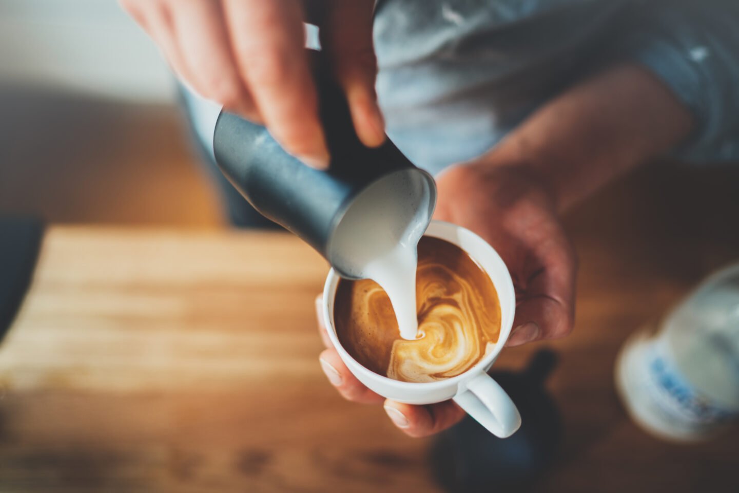 Closeup,Image,Of,Male,Hands,Pouring,Milk,And,Preparing,Fresh