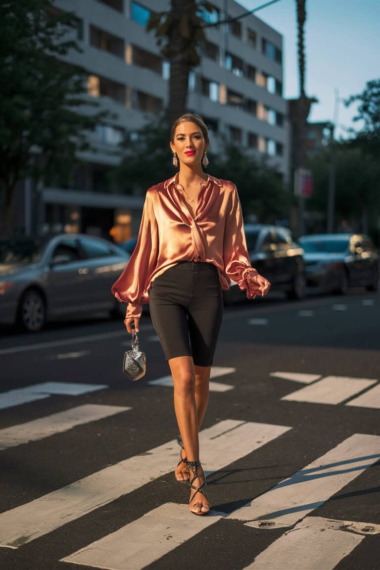 Biker Shorts and a Silk Blouse: Dressy Casual Done Right