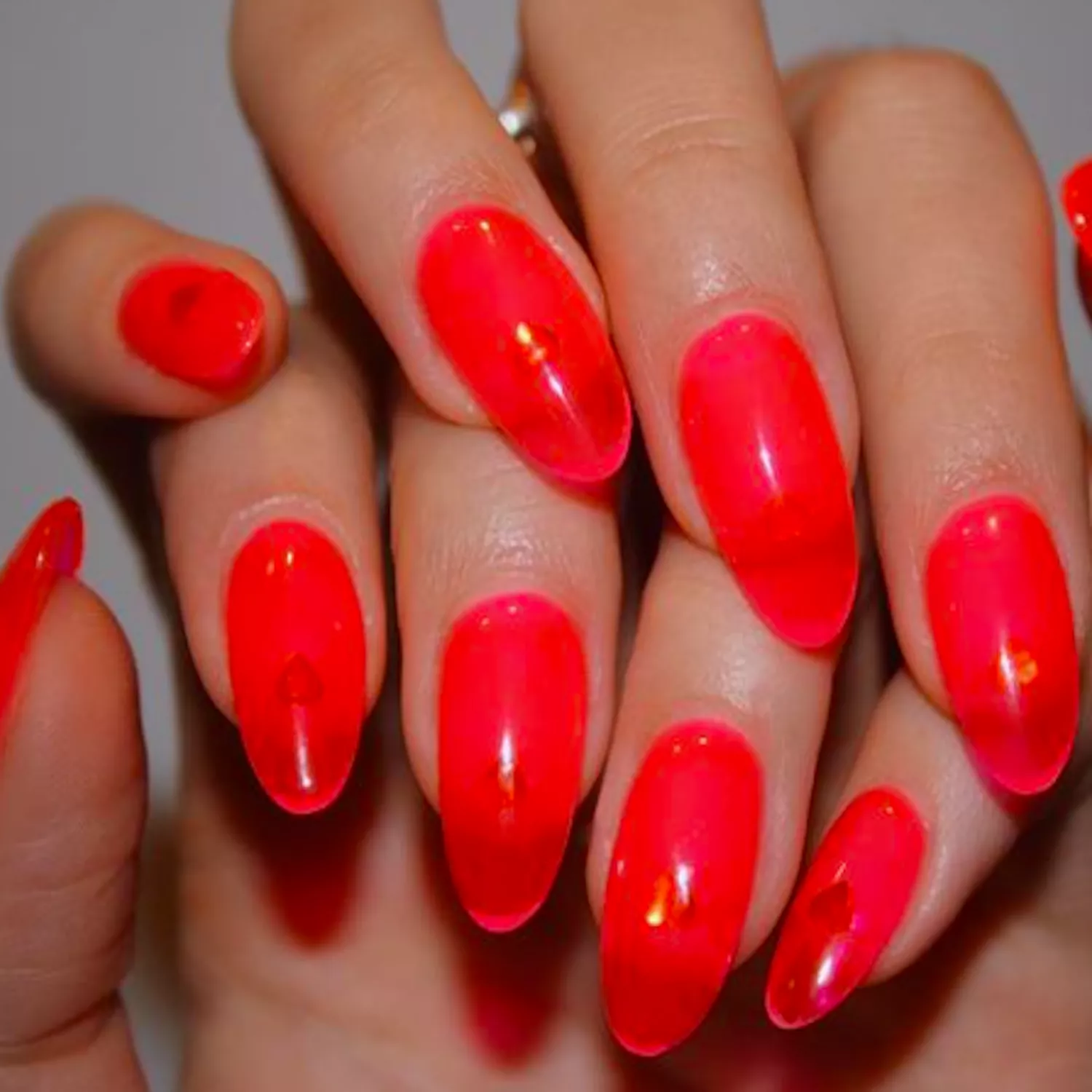 red neon jelly nails