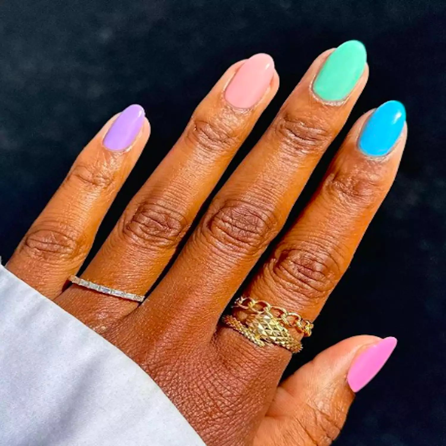 pastel neon nails in springtime shades