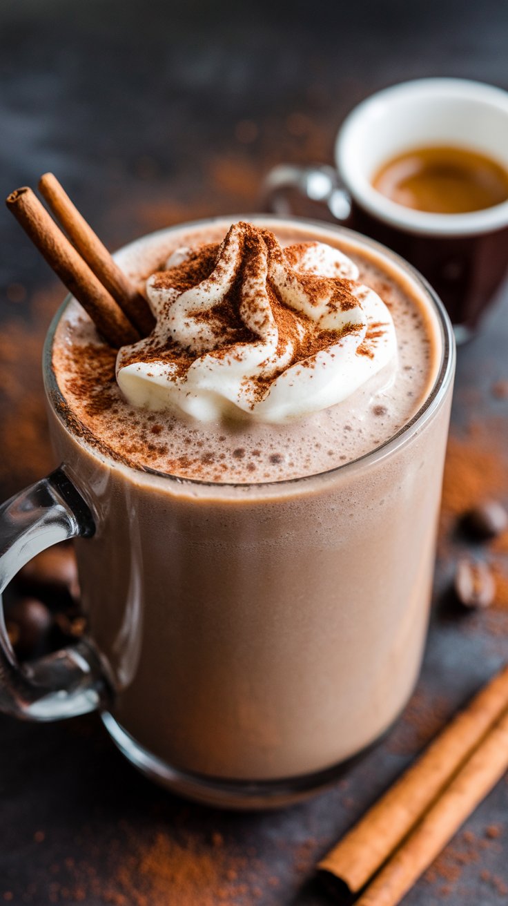 Mocha Morning Protein Shake, a high protein breakfast or pick me up!