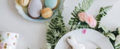 white and pink floral ceramic vase on white table