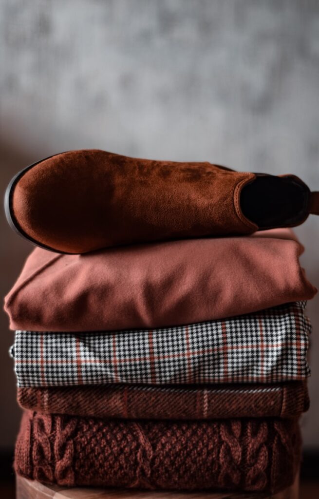 brown and black plaid textile