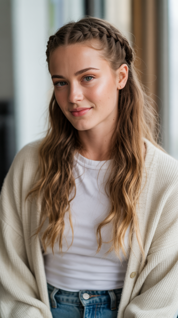 half up braids