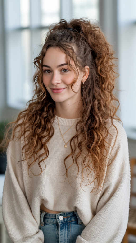 high ponytail with volume