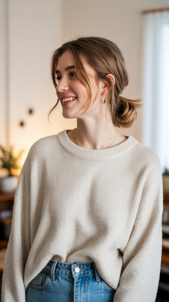 loose low ponytail