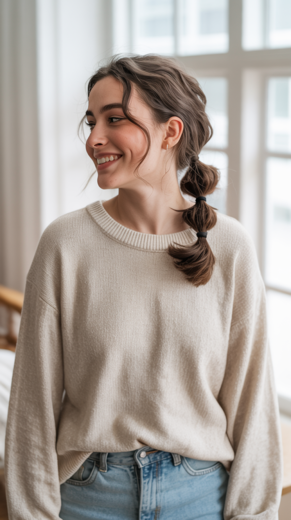 low twisted ponytail