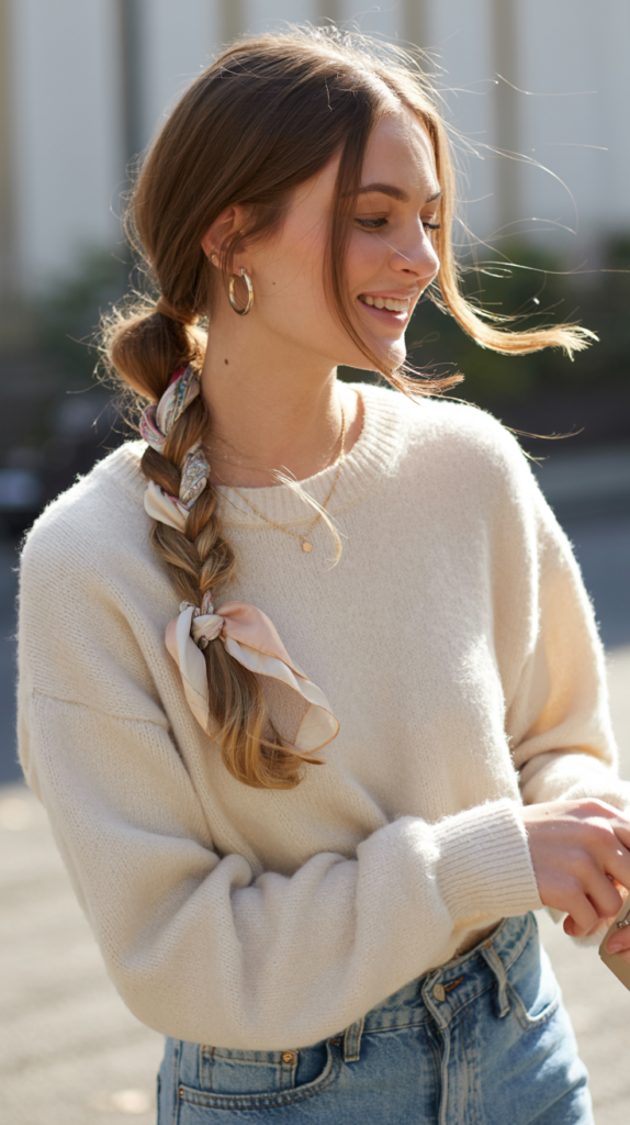 scarf braided ponytail 1
