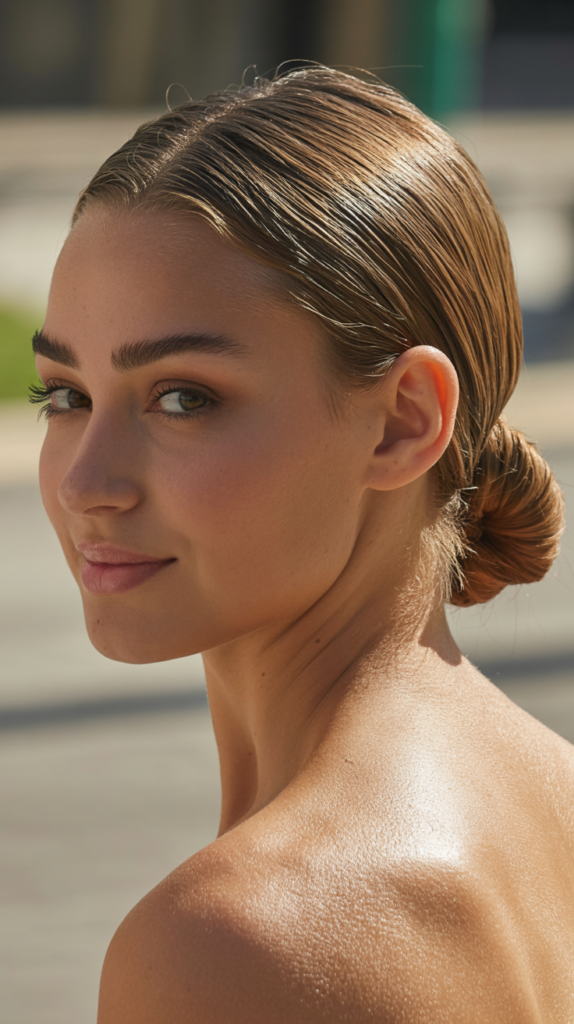 wet look bun