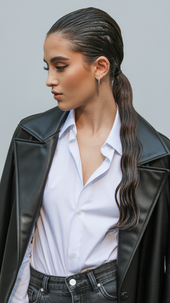 wet look ponytail 02