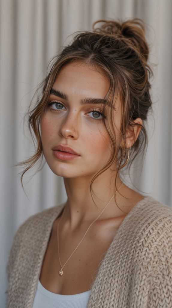 Aesthetic Young Woman With Low Messy Bun PBSPpEMsRiy8 IDTDdMgdQ 6mLpJ R R WP0A7O Dnwjg 574x1024