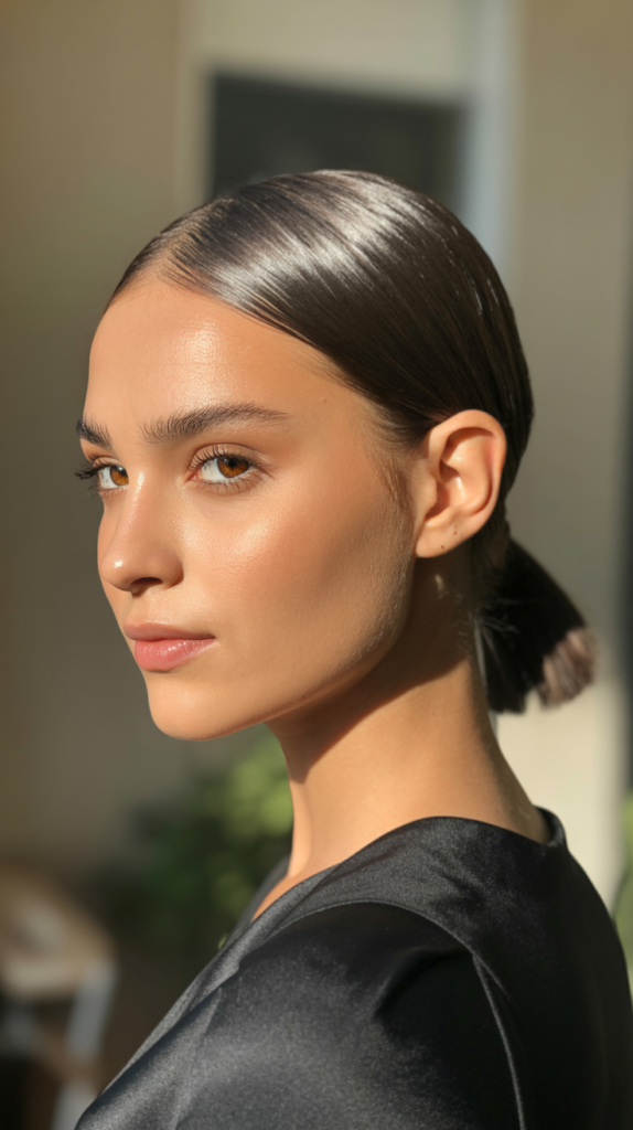 sleek low ponytail